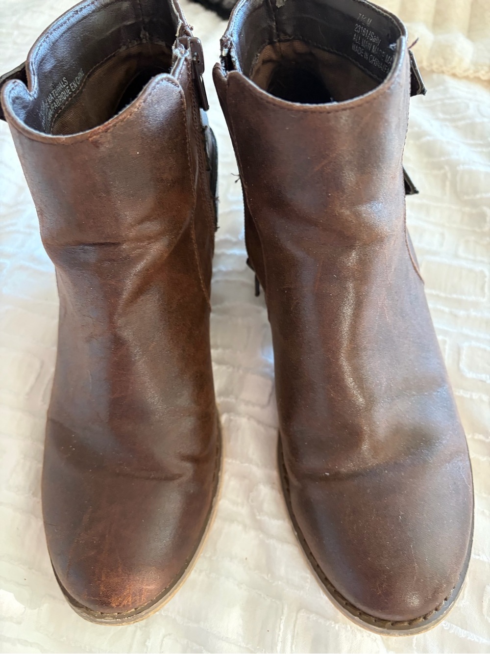 Maurices Brown Leather Ankle Booties